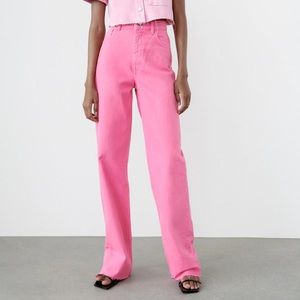 ZARA Wide Leg Pink Jeans